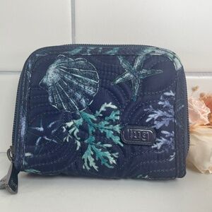 LUG “Splits” Wallet Navy Blue Sea Life Quilted RFID Compact Wallet